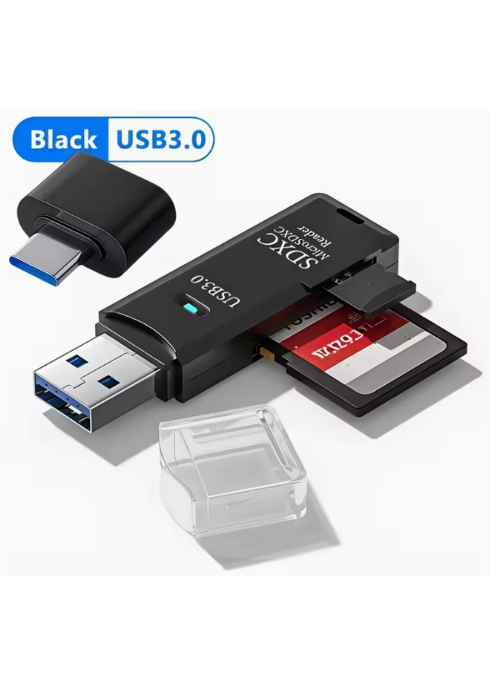 High Speed 2 in 1 Card Reader Black USB3 USB-C