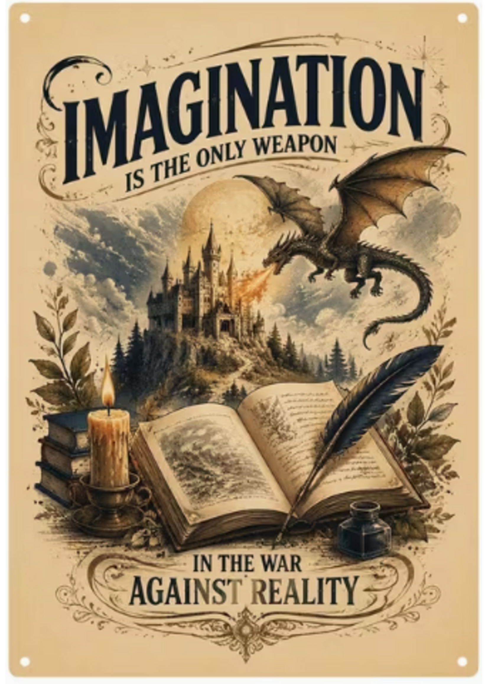Metal Wall Sign 8x12 Inch Imagination is the only Weapon