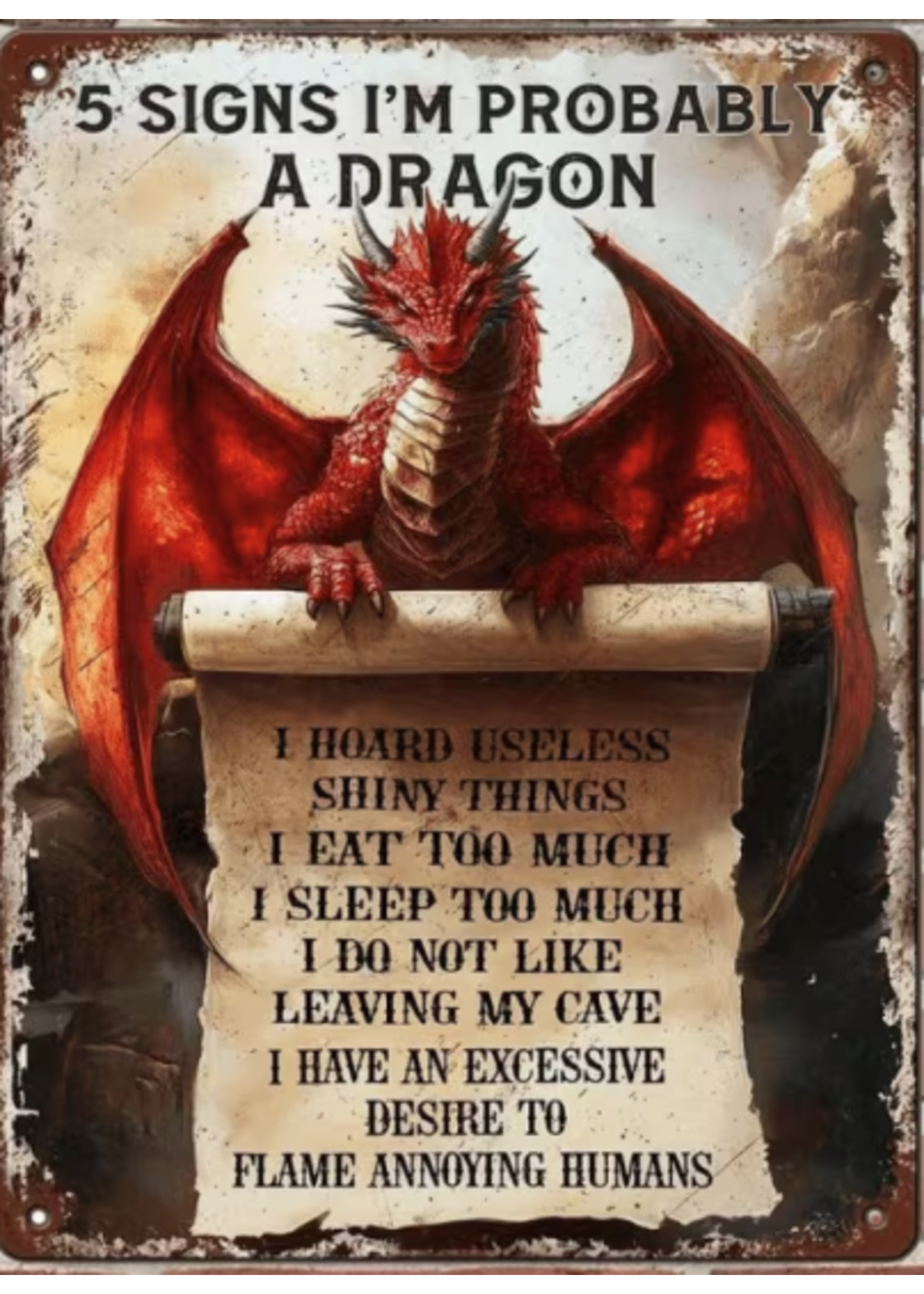 Metal Wall Sign 8x12 Inch 5 Signs I'm Probably a Dragon