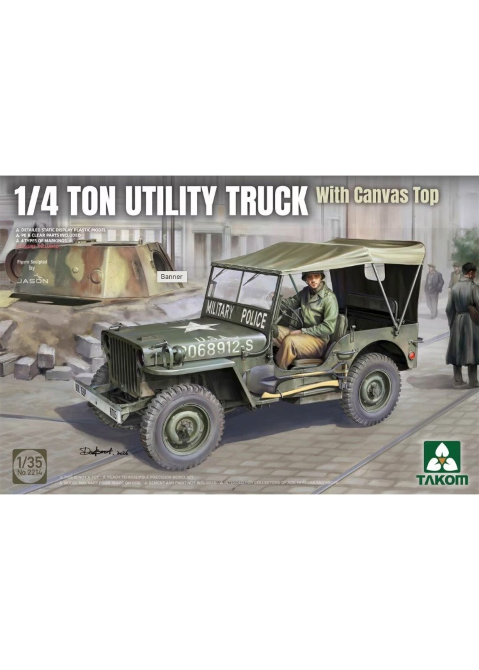 Takom TAK2214 1/4 Ton Utility Truck with Canvas Top (1/35)