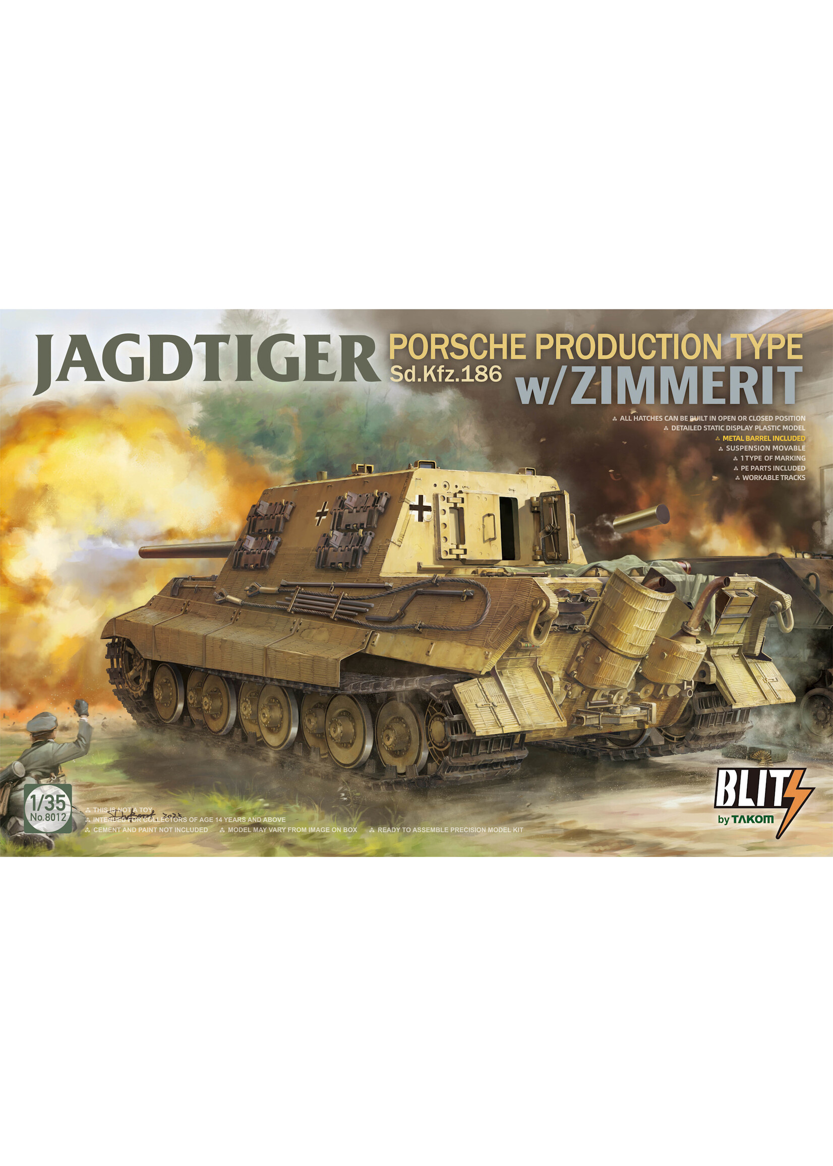 Takom TAK8012 Jagdtiger Porsche Production with Zimmerit (1/35)