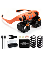 Visioyo Orange Head Lamp Magnifier with USB Rechargeable Battery