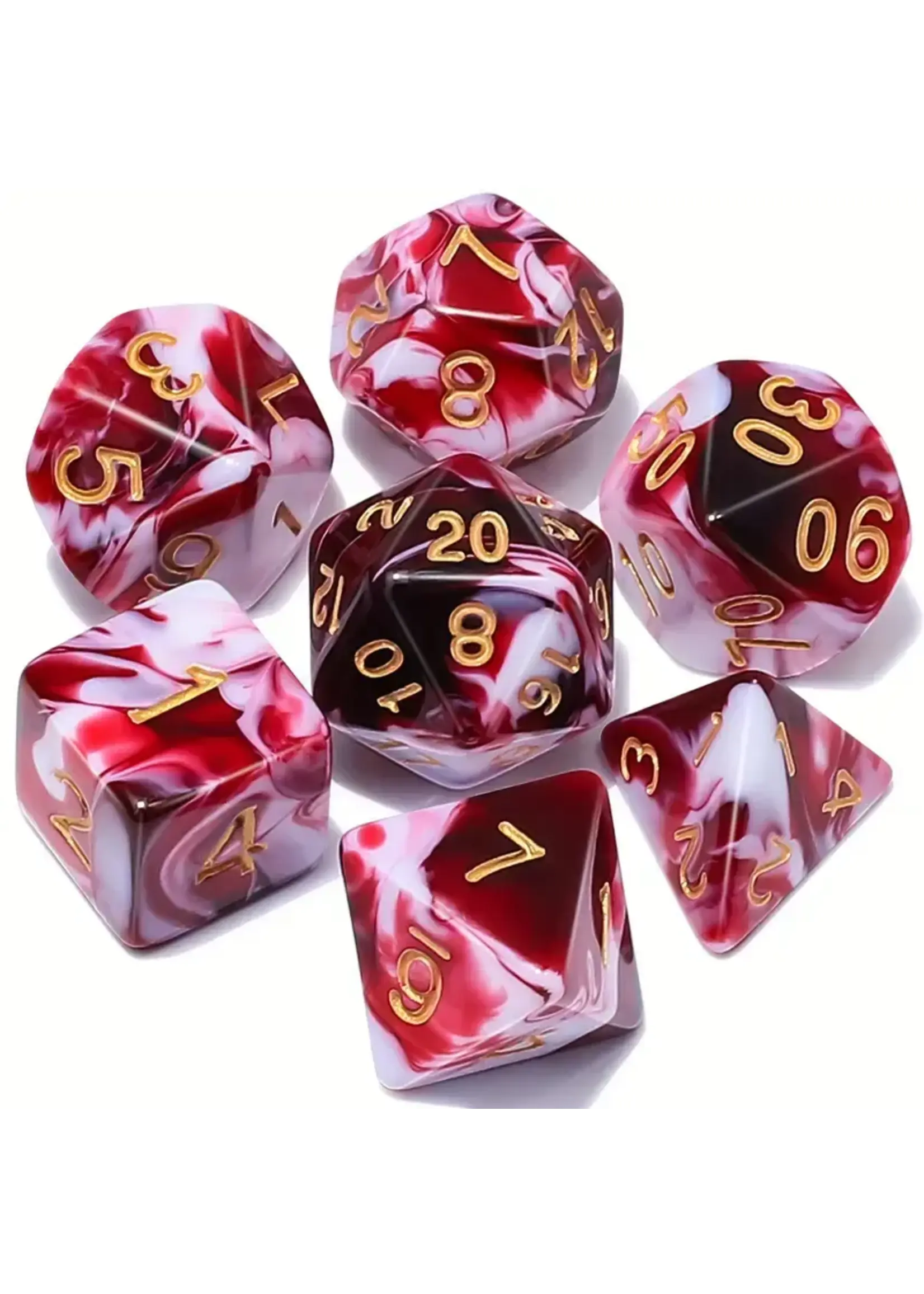 Tier 2 Dice RPG FD390197 7pc Red White Gold