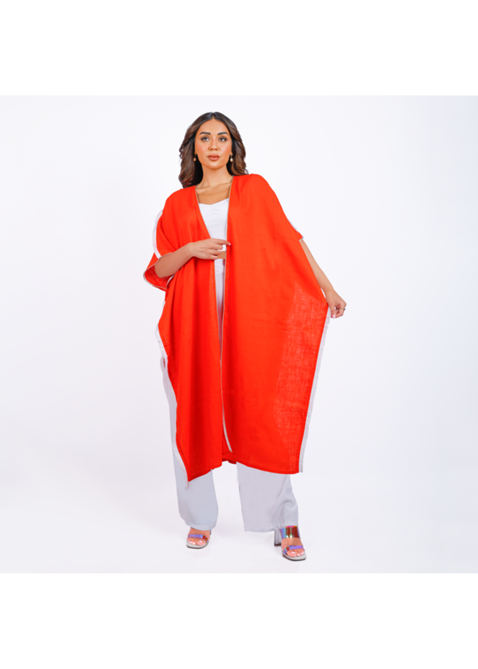 ORANGE CARDIGAN WITH WHITE TASSELS - alDAR