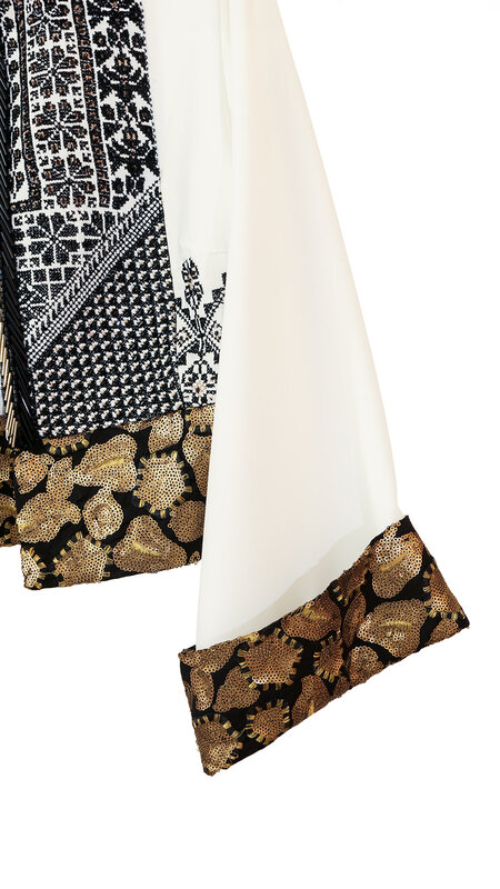 EMAN ALAHMAD White Jacket with Black and Gold Details