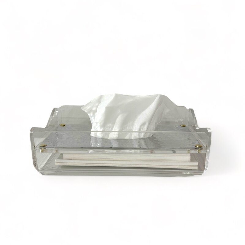 ORIENTINA Acrylic Tissue Box with Silver Cover