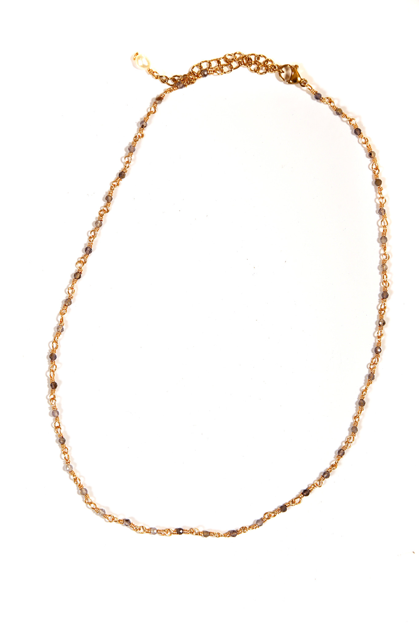 FEATHERLIGHT Golden Red Gems Long Necklace