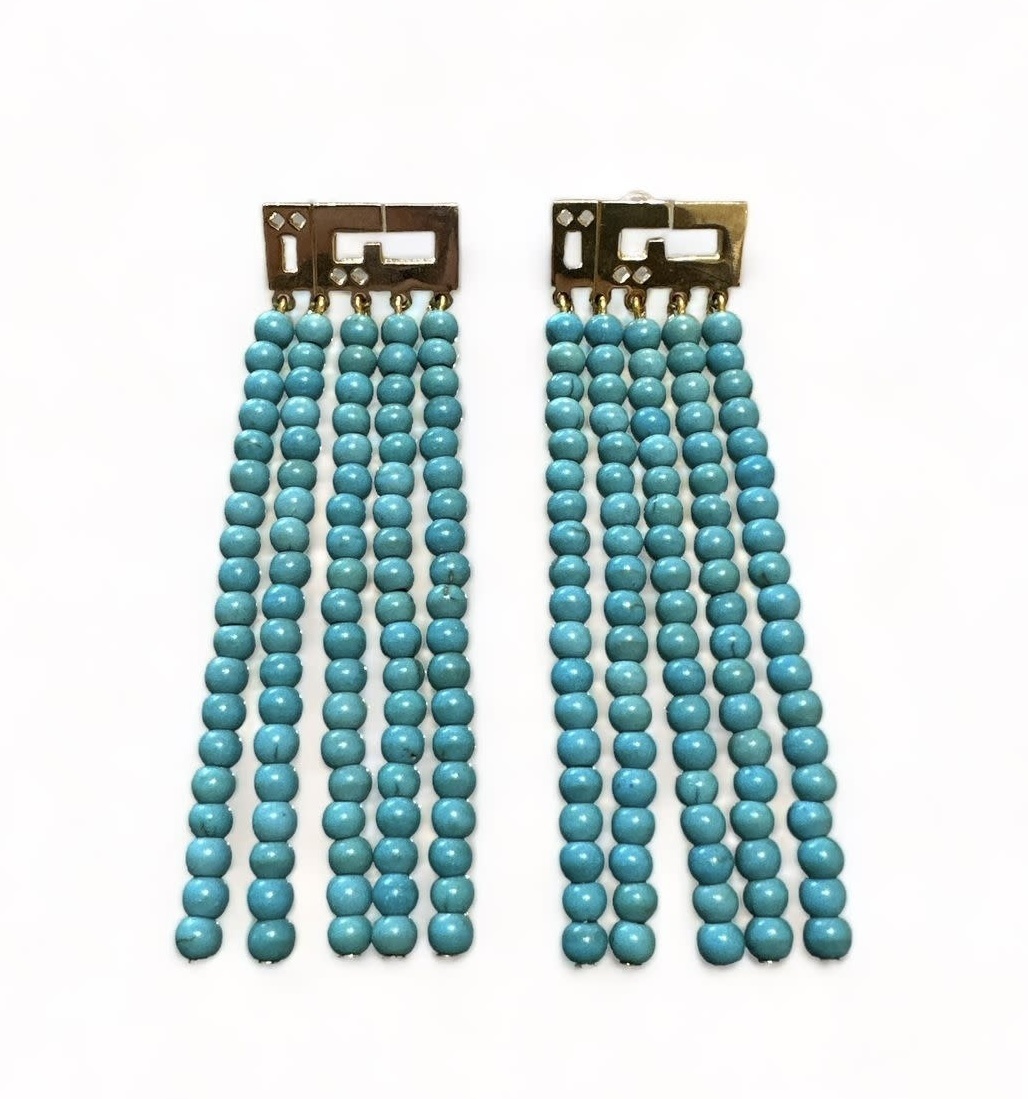 LUBNA SAFADI Silver Gold Plated Turquoise Earrings “Life”