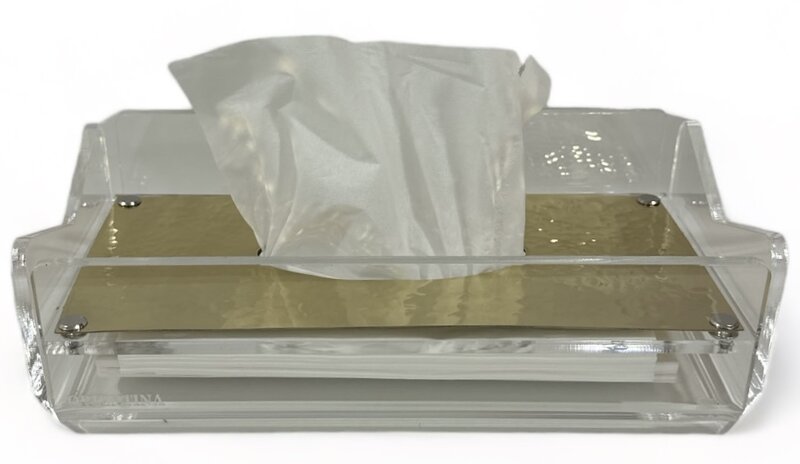 ORIENTINA Acrylic Tissue Box with Gold Copper Cover