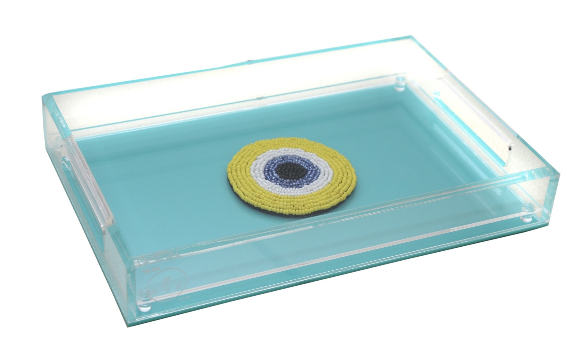 THE ART TROVE Mystic Eye Yellow Tray - Transparent Blue