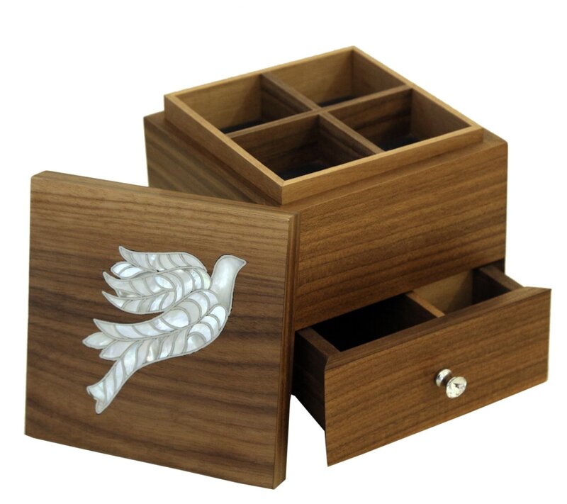 XENA KALOUTI The Pigeon Wooden Jewellery Box with Mother of Pearl