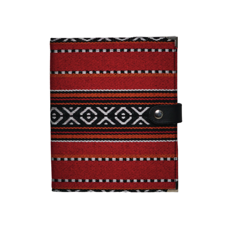 FARHA WORLD Farha World Planner 2024  Red Sadu Fabric With Black Leather 2024 Planner