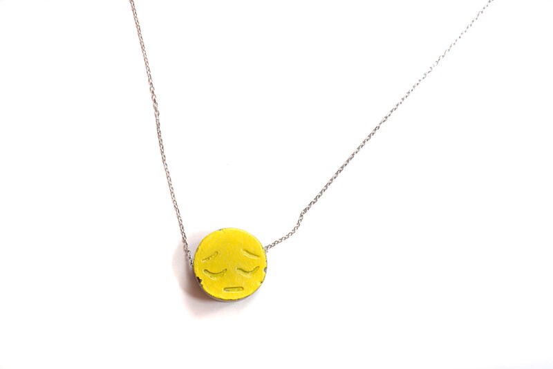 RUBA DESIGNER Yellow Sad Emoji Cement Necklace