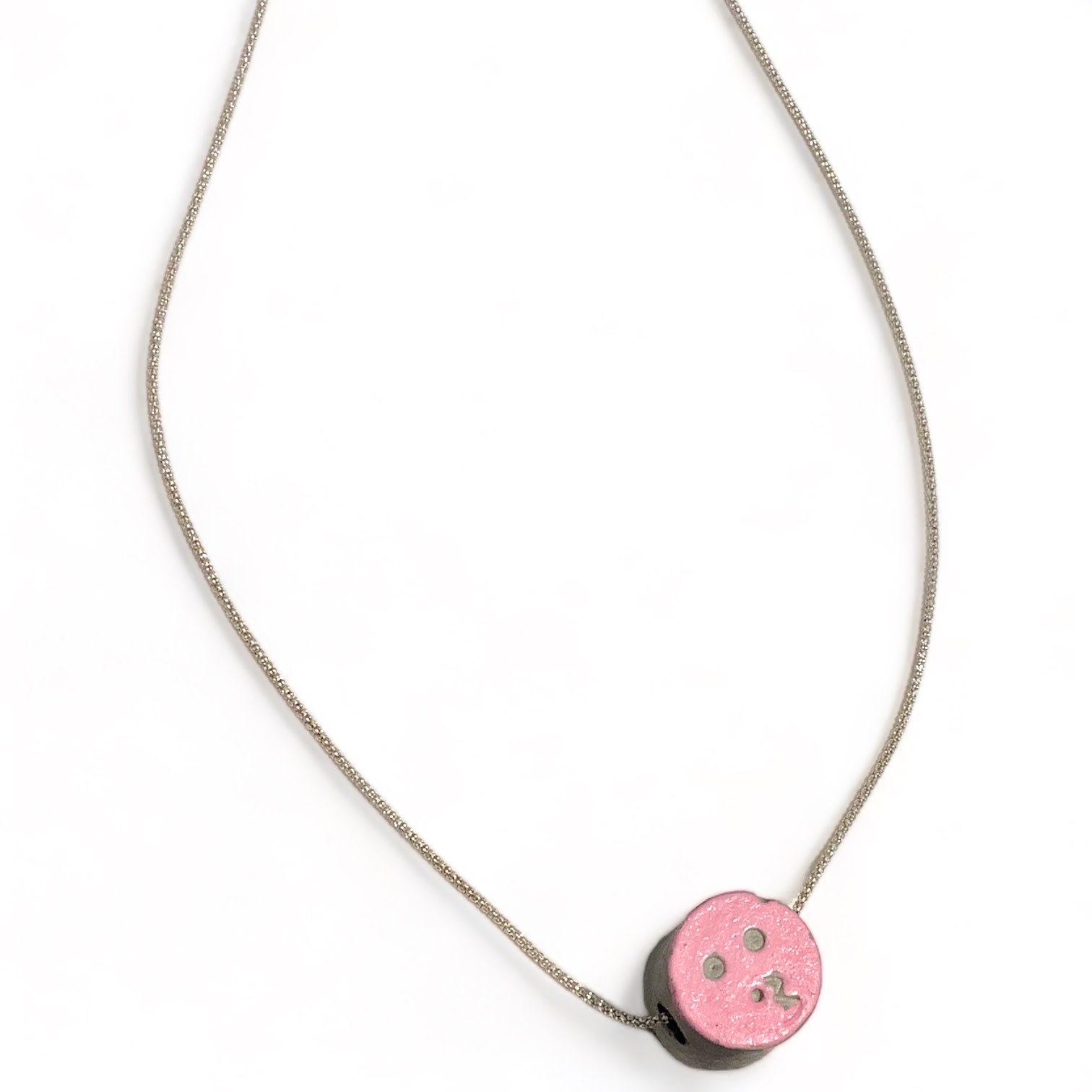 RUBA DESIGNER Cement Necklace Pink Kissing Emoji