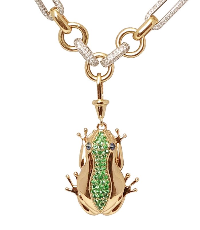 JOHN NAJARIAN Emerald With Sapphire Eyes Frog Charm