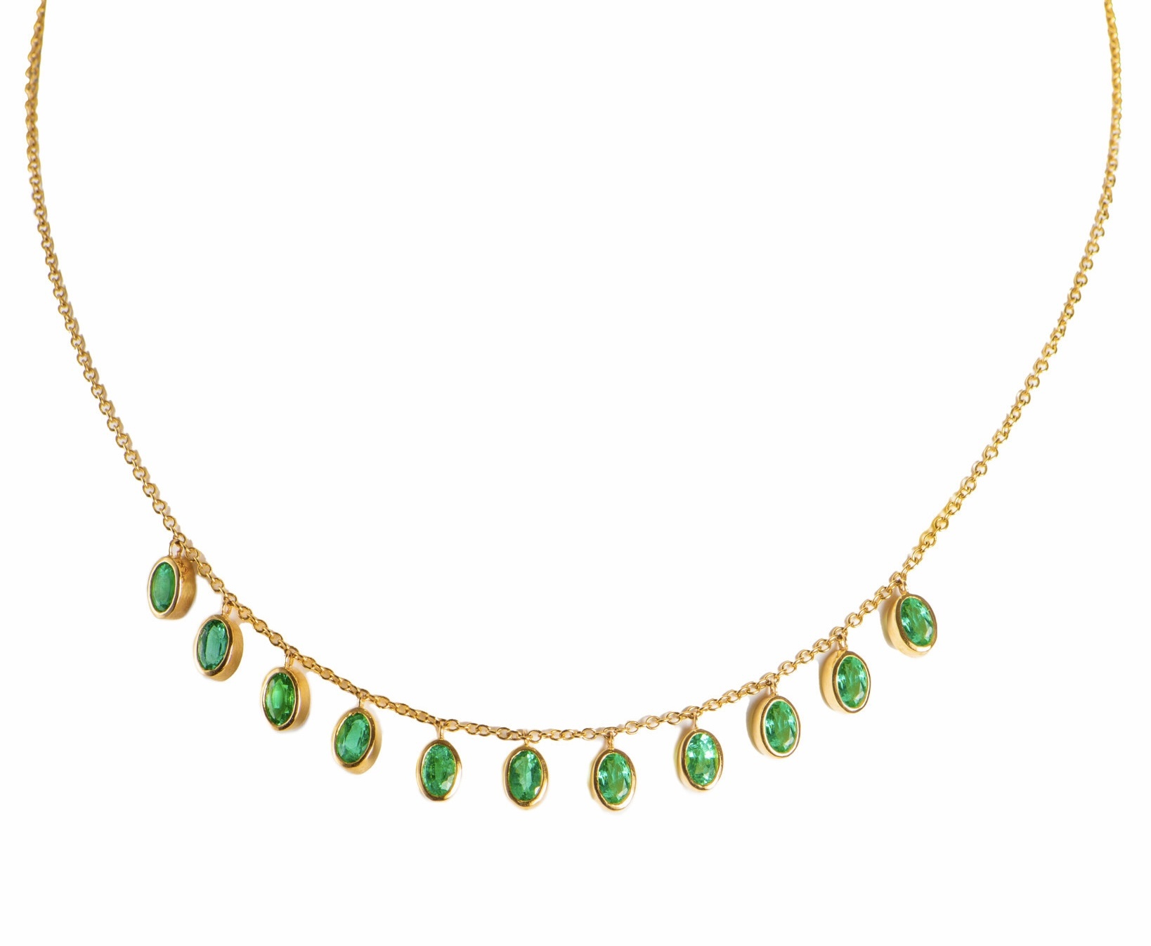 JOHN NAJARIAN Oval Emerald Dangle Necklace