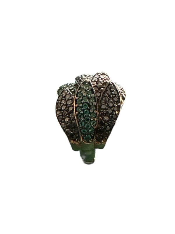 YOLA JAHSHAN Green & Black Tsavorite feather cuff