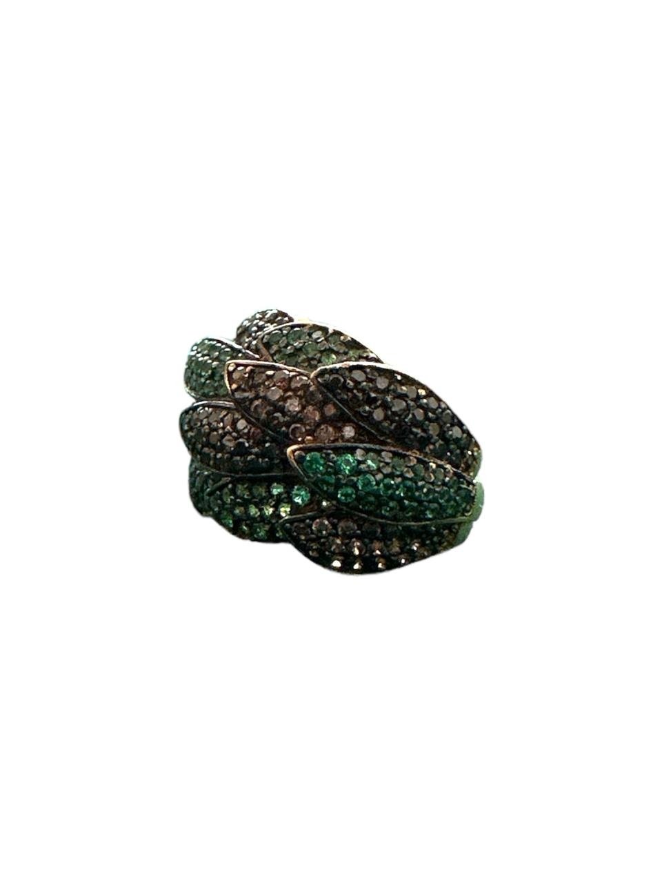 YOLA JAHSHAN Green & Black Tsavorite feather cuff