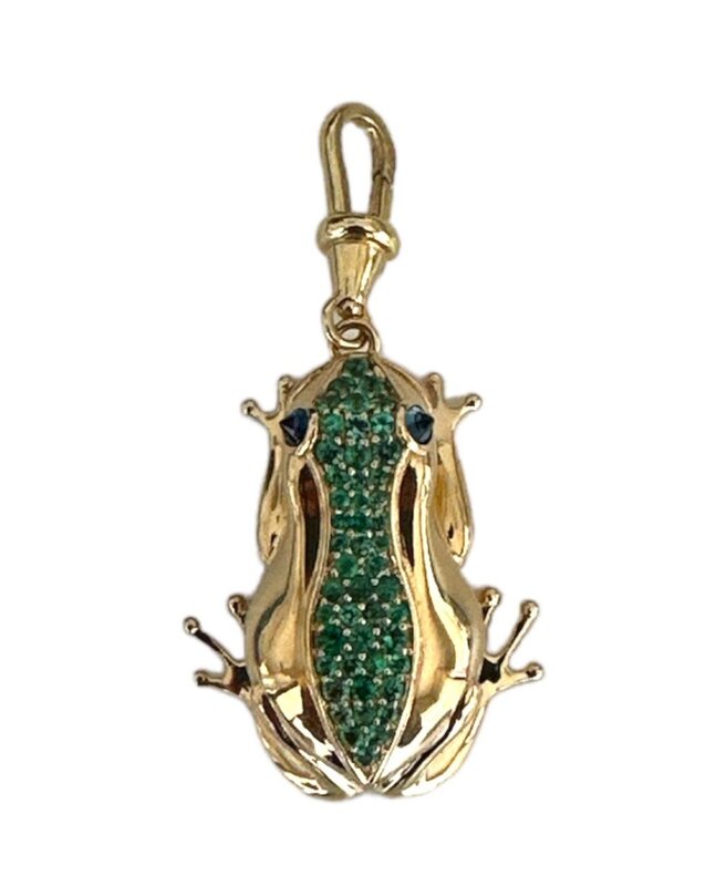 JOHN NAJARIAN Emerald With Sapphire Eyes Frog Charm