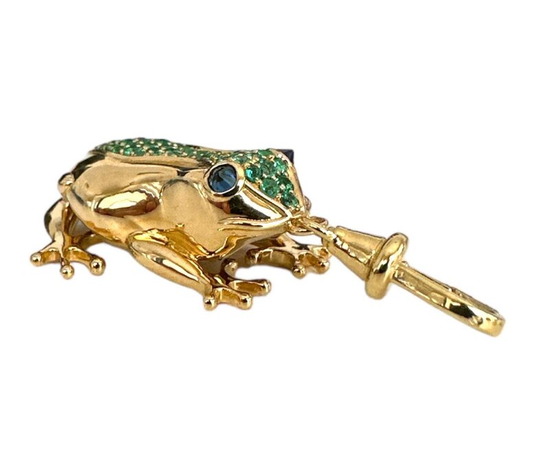 JOHN NAJARIAN Emerald With Sapphire Eyes Frog Charm