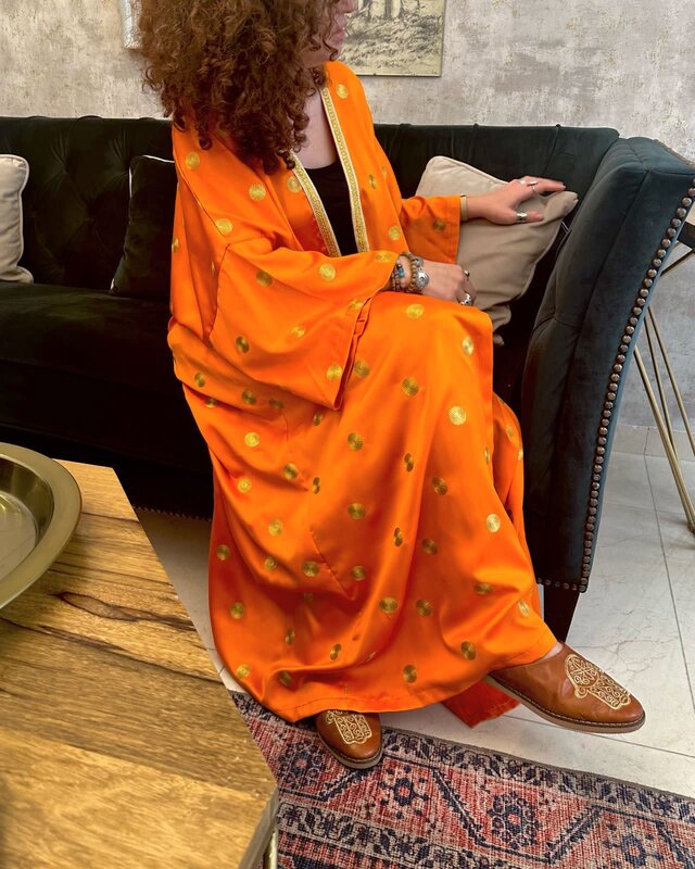 KARMA FASHION Orange & gold Silk Bisht