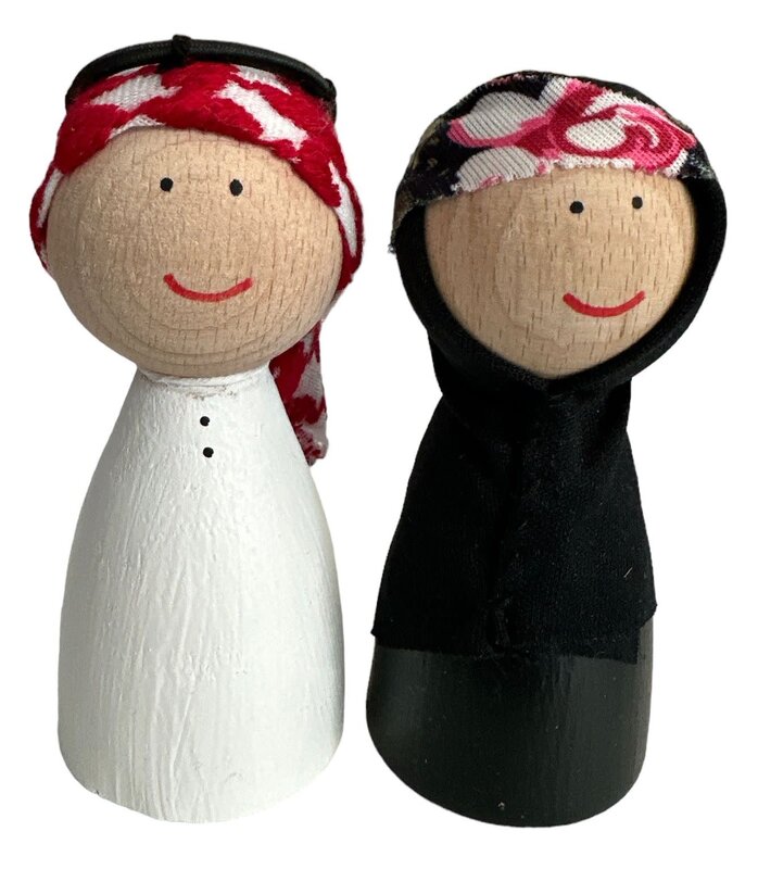 SMIZE Bedouin Handmade Wooden Dolls Set