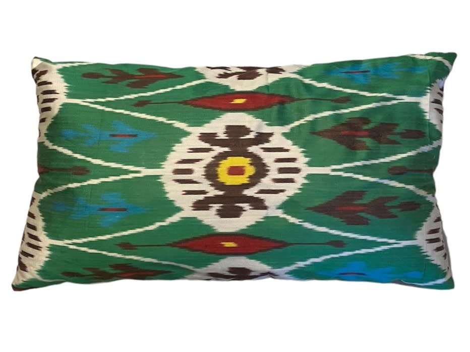 QOUTBA Green Silk Ikat Cushion