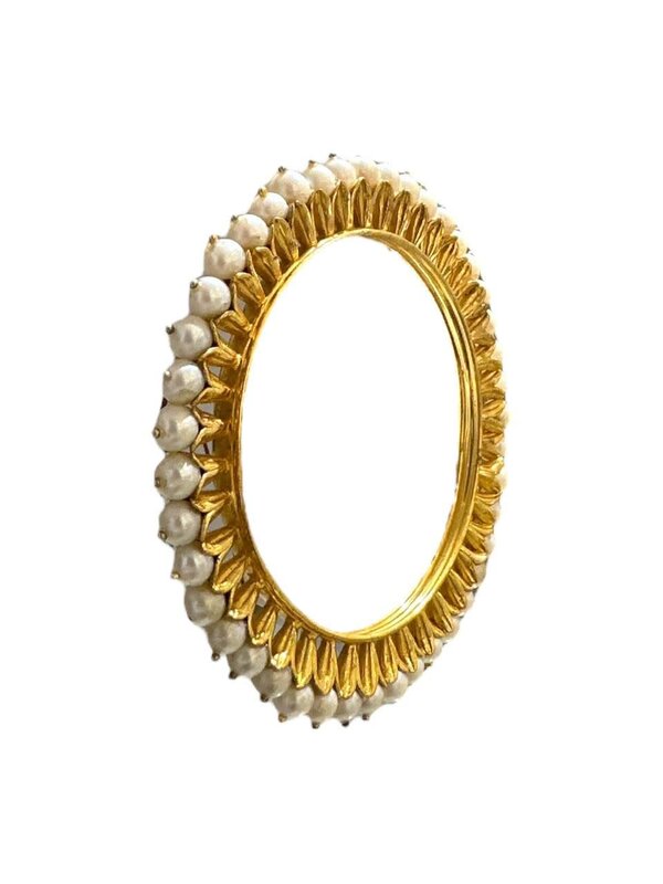 BY RAFAH Silver Gold Plated Bangle with Pearls