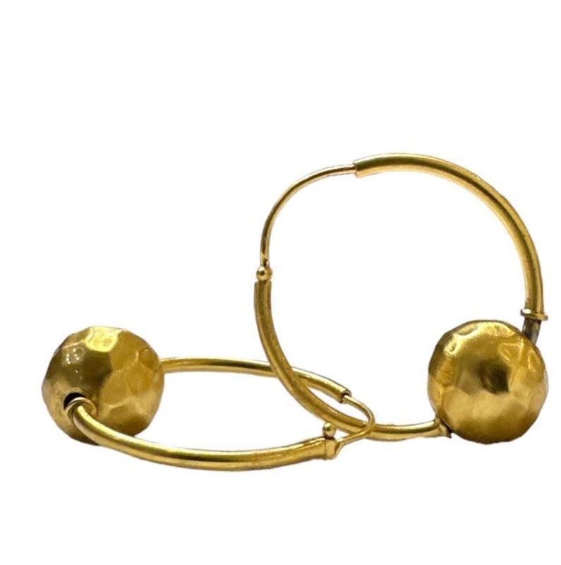 BY RAFAH Silver Gold Plated Hoop with Ball Charm