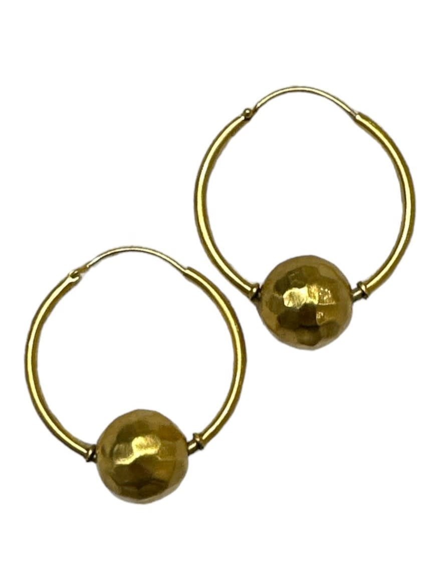 BY RAFAH Silver Gold Plated Hoop with Ball Charm