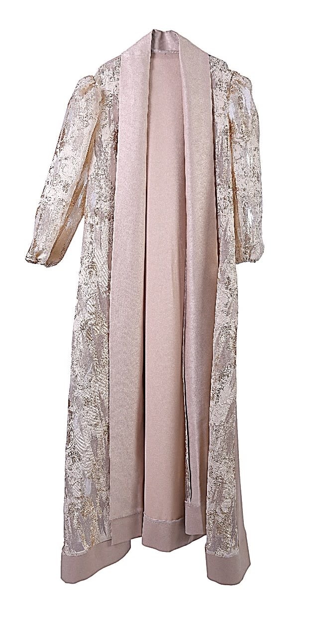 FADIA MASHAAL Beige and Gold Silk Abaya with Belt