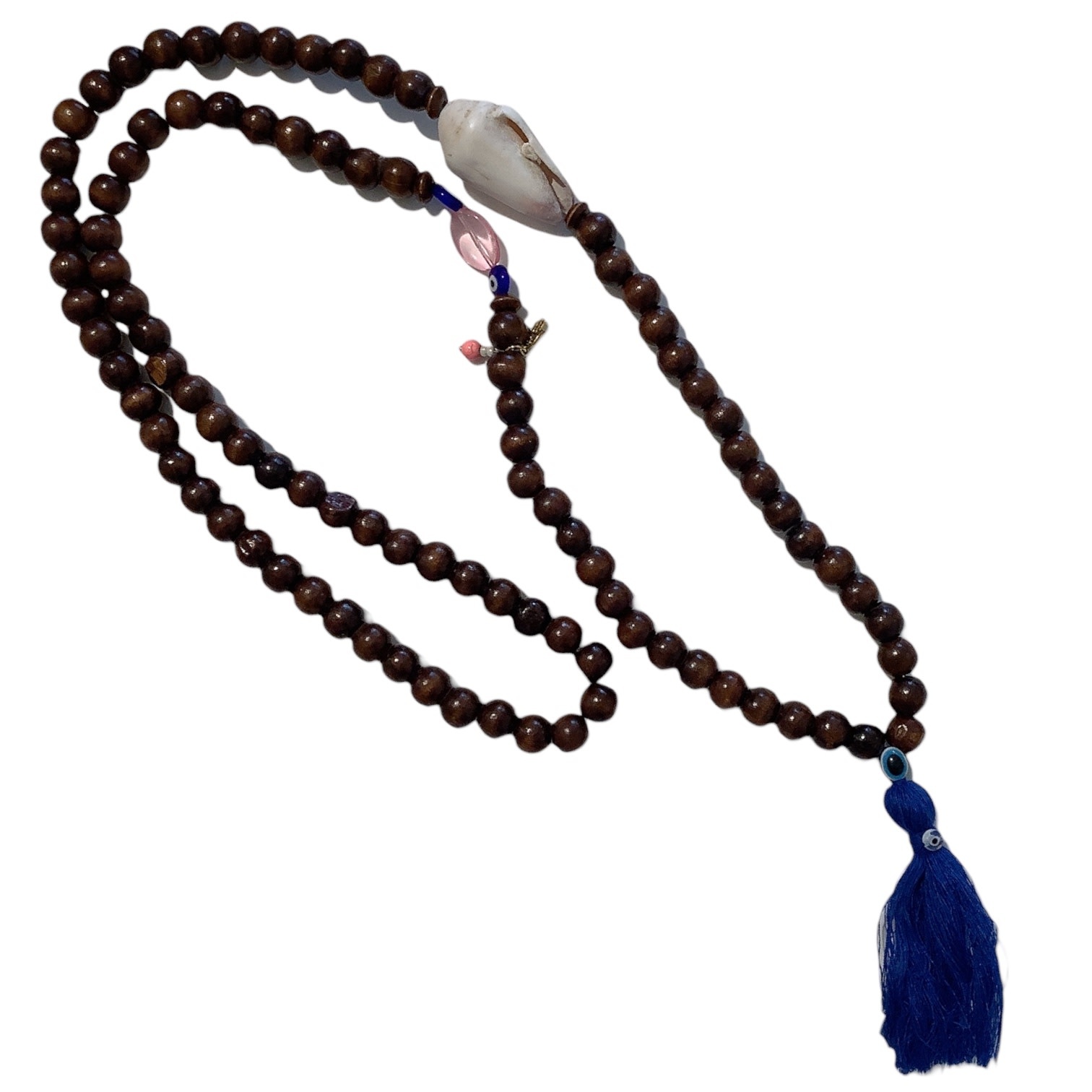 BY RAFAH BROWN WOOD PRAYER BEAD WITH SHELL