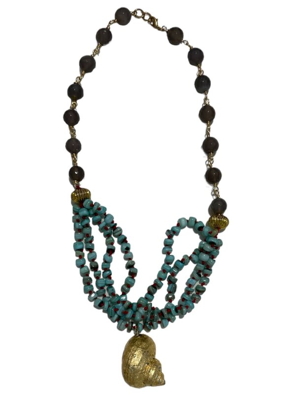 INAMUL LUMANI Mar Mediterraneo necklace blue shell stones with agate