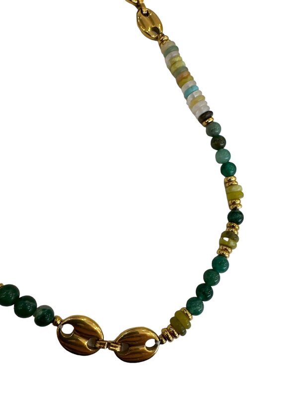 INAMUL LUMANI Gold Dipped Multi Color Stone Necklace with Brass