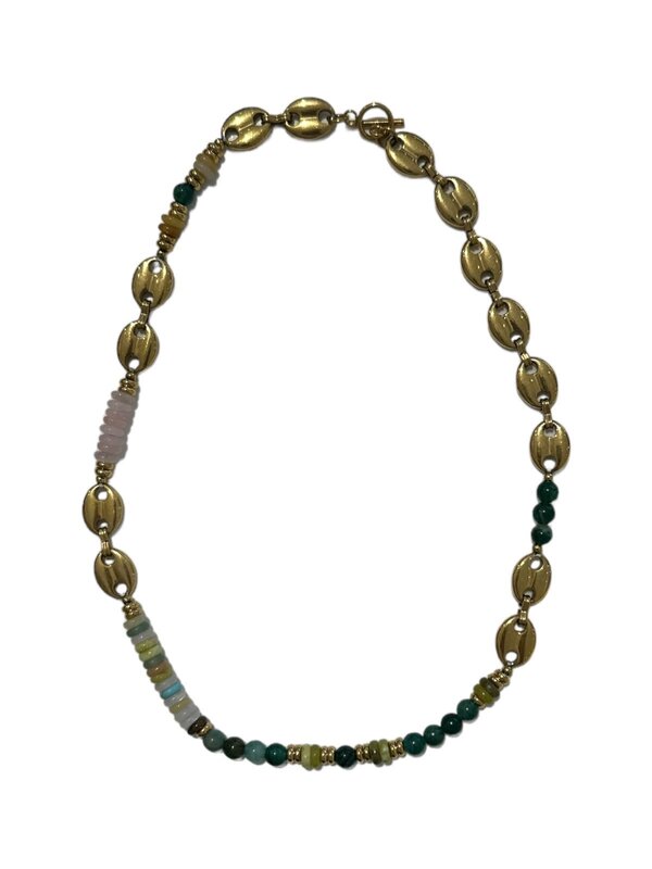 INAMUL LUMANI Gold Dipped Multi Color Stone Necklace with Brass