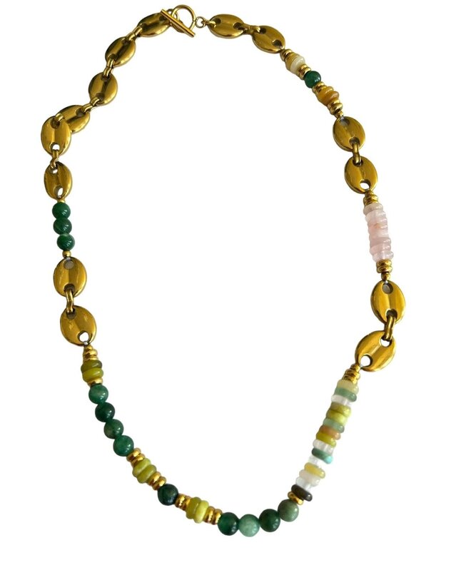 INAMUL LUMANI Gold Dipped Multi Color Stone Necklace with Brass