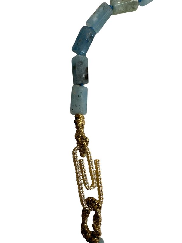 INAMUL LUMANI Aquamarine Paper Clip Stones Necklace