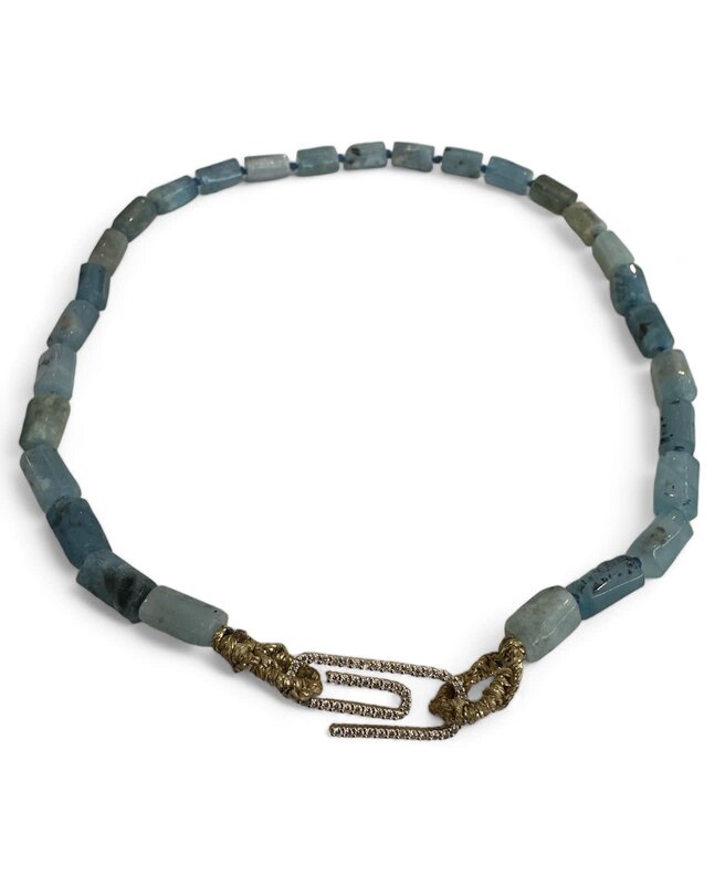 INAMUL LUMANI Aquamarine Paper Clip Stones Necklace