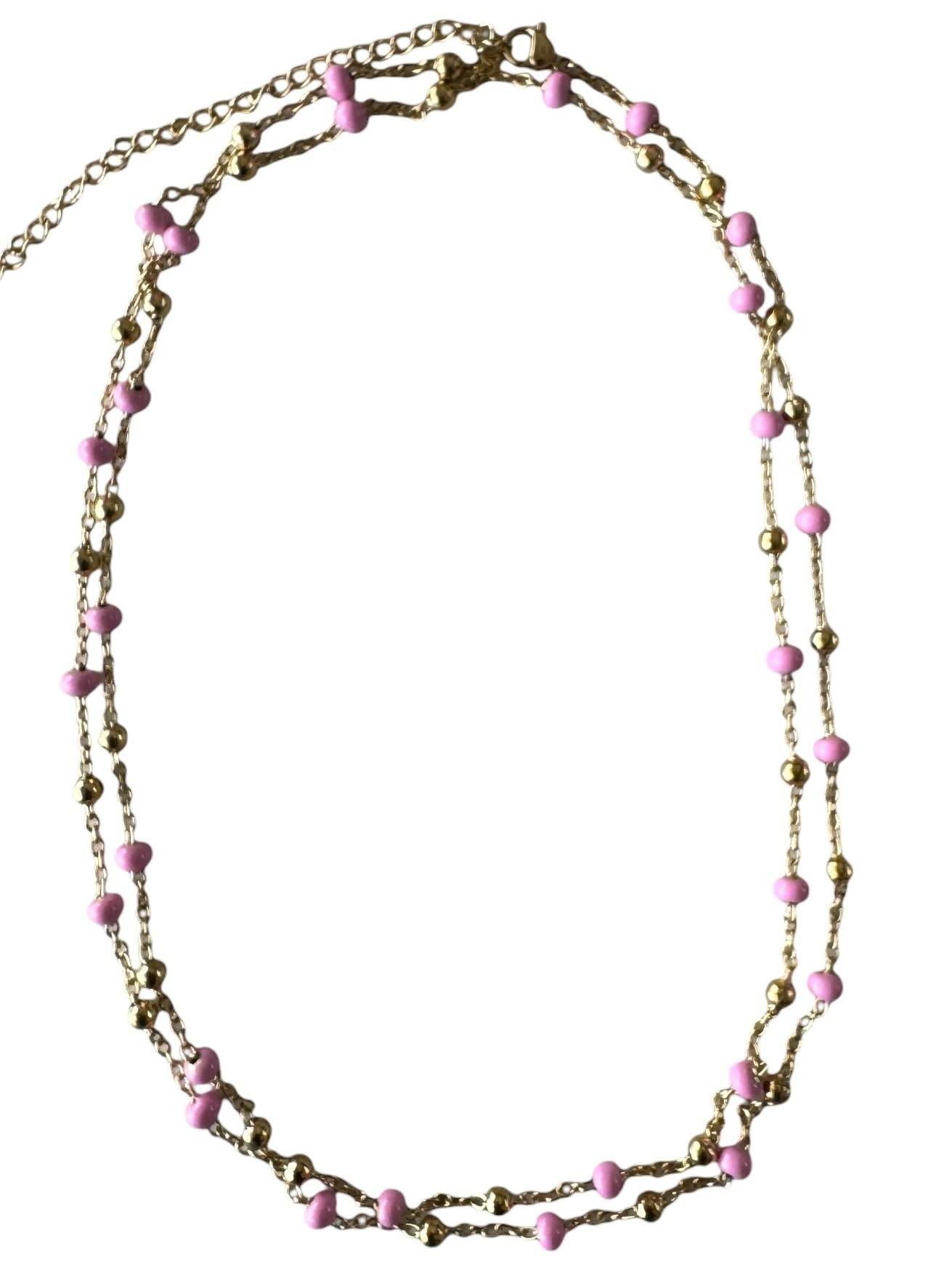 FEATHERLIGHT Pink and gold ball necklace