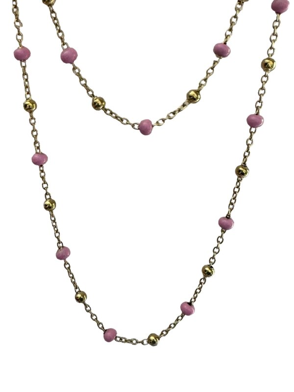 FEATHERLIGHT Pink and gold ball necklace