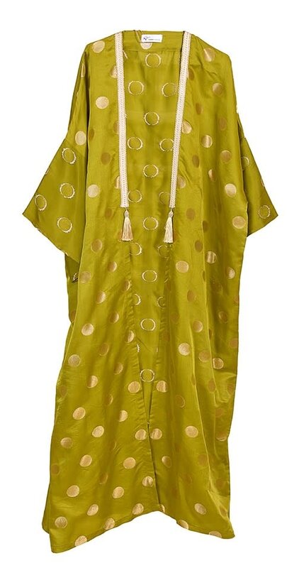 KARMA FASHION Green & gold Silk Bisht