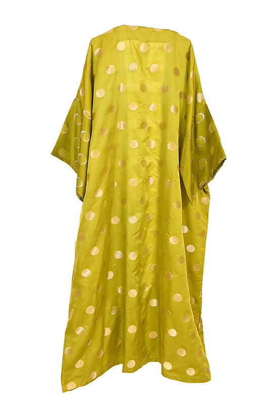 KARMA FASHION Green & gold Silk Bisht