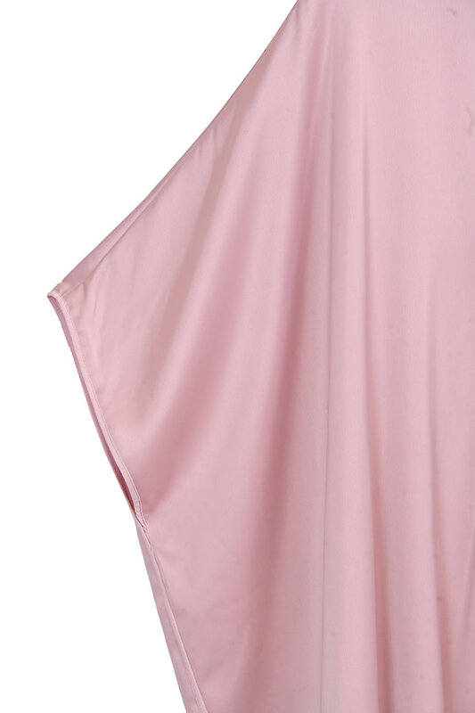 QOUTBA Pink Satin Kaftan with hand embroidered trim