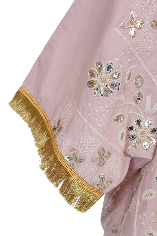 LAM  COLLECTIONS Light pink bisht with white & gold embroidery