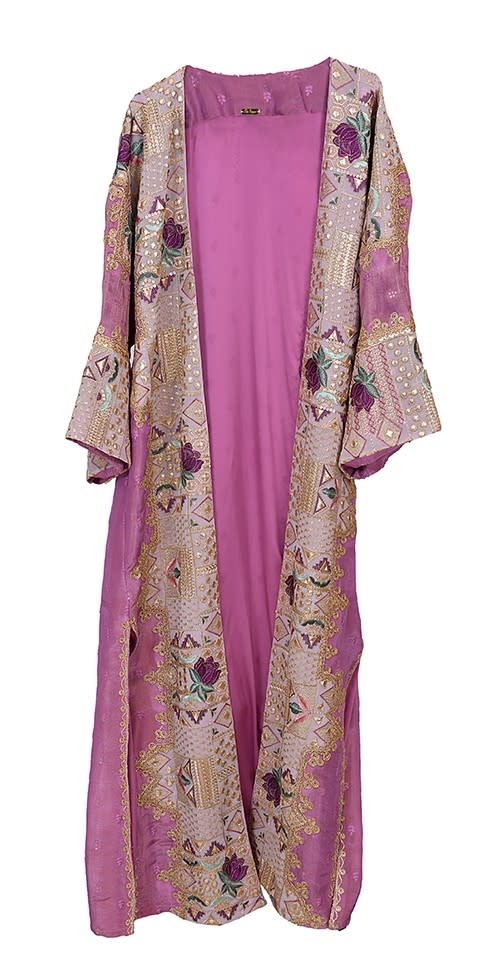 THE VIRGOO Purple abaya with Gold Floral Details