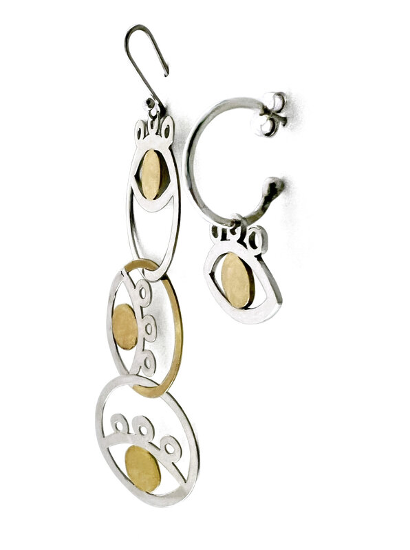 DANA ROUSAN Silver & yellow gold-plated multi-eye asymmetrical earrings