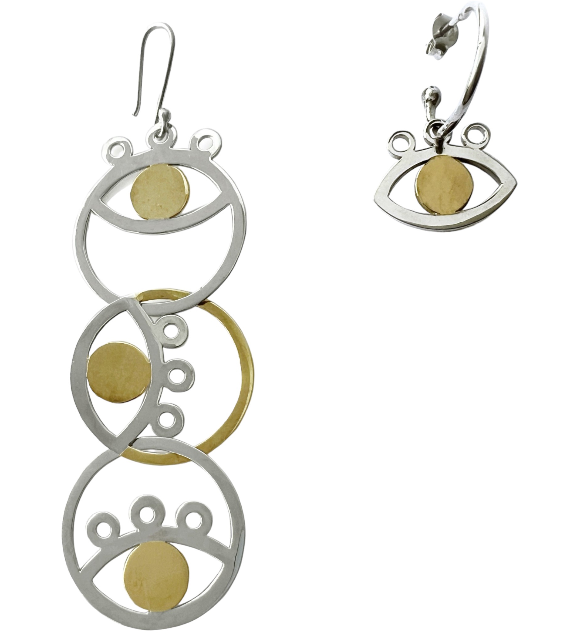 DANA ROUSAN Silver & yellow gold-plated multi-eye asymmetrical earrings