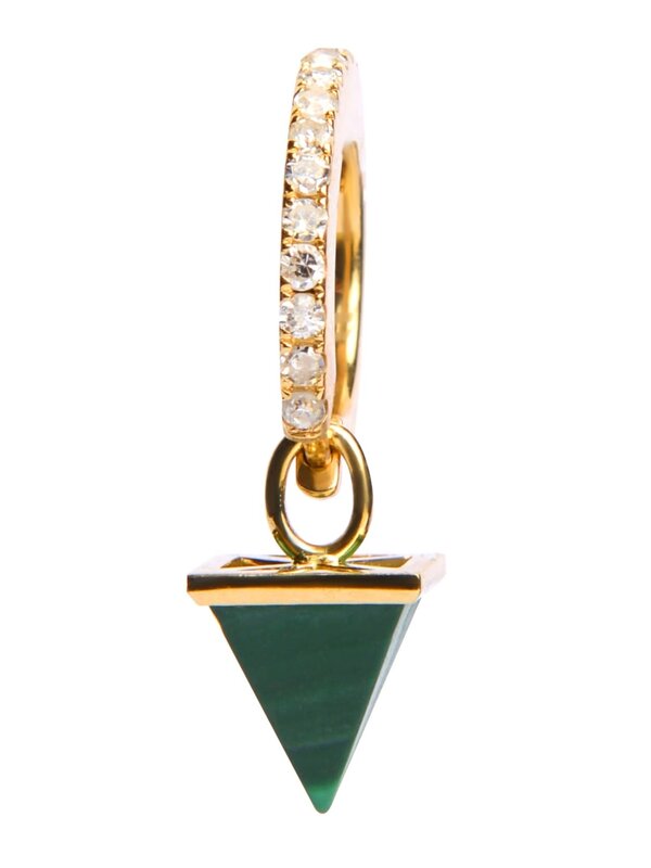 OH EM JAY Single earring hoop and green pyramid charm