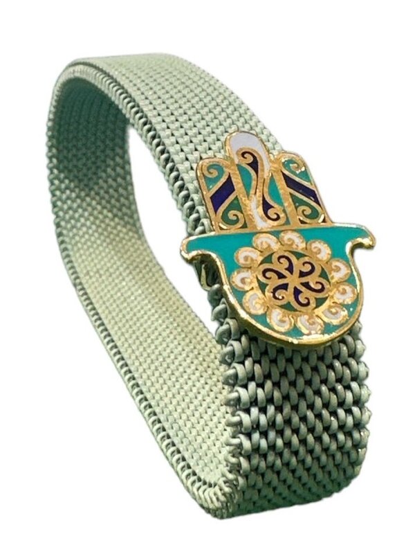 YOLA JAHSHAN baby blue Steel bracelet with turquoise hand