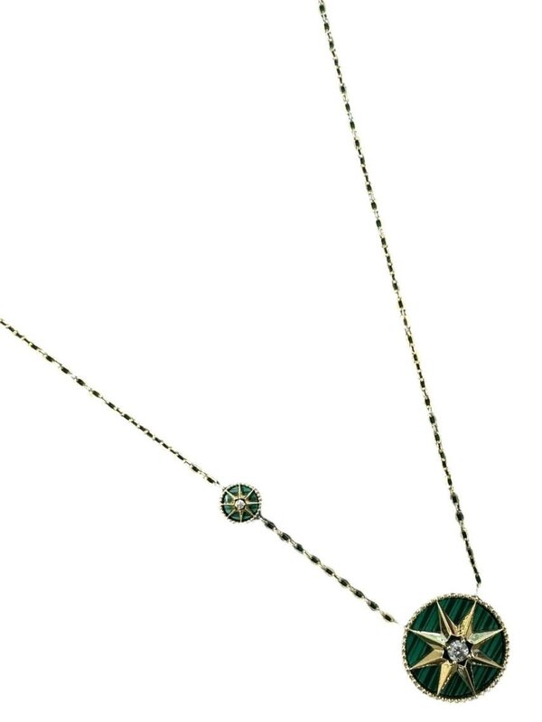 YOLA JAHSHAN Malachite pendant with diamonds and a yellow gold star